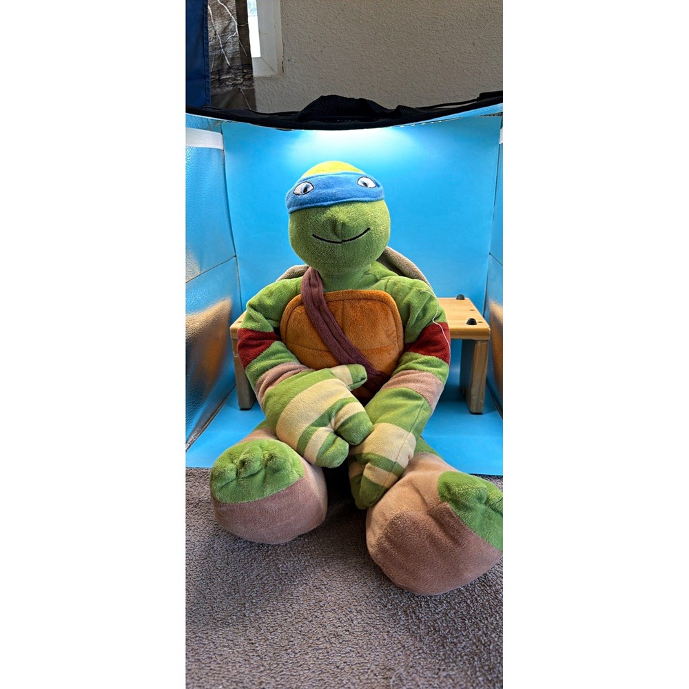 Nickelodeon TMNT Leonardo Turtle Plush Toy Blue Mask Green 2013. 24 " tall